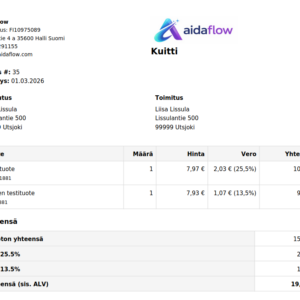 woocommerc kuitti pdf